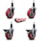 Service Caster 4'' Red Poly Wheel Swivel 1-1/8'' Expanding Stem Caster Set 2 Brakes, 4PK SCC-EX20S414-PPUB-RED-2-PLB-2-118 - alternate 5